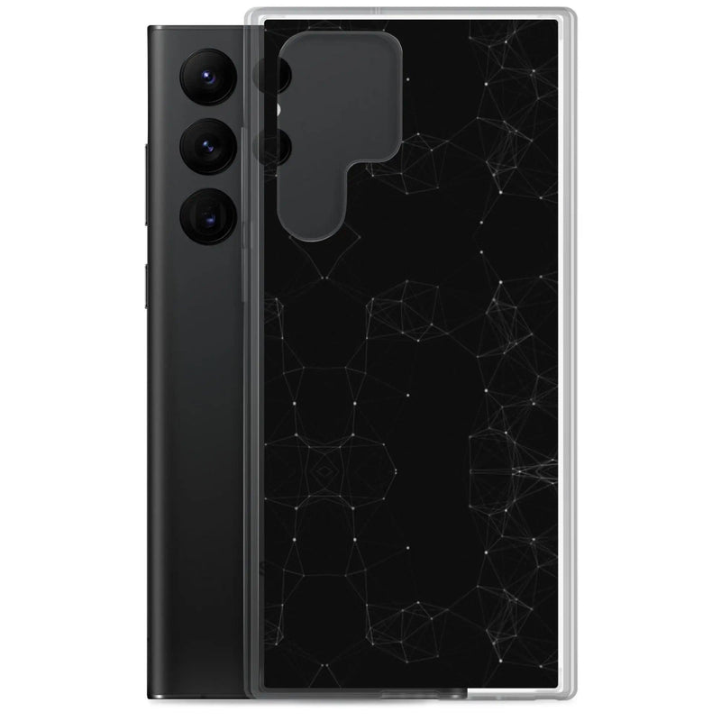 Load image into Gallery viewer, Black White Cyber Polygon Flexible Clear Samsung Case Bump Resistant Corners CREATIVETECH