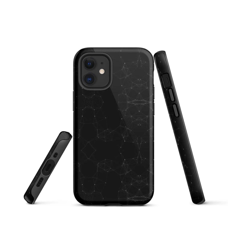 Load image into Gallery viewer, Black White Polygon Double Layered Impact Resistant Tough iPhone Case 3D Wrap Matte or Glossy Finish CREATIVETECH