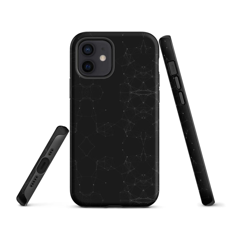Load image into Gallery viewer, Black White Polygon Double Layered Impact Resistant Tough iPhone Case 3D Wrap Matte or Glossy Finish CREATIVETECH