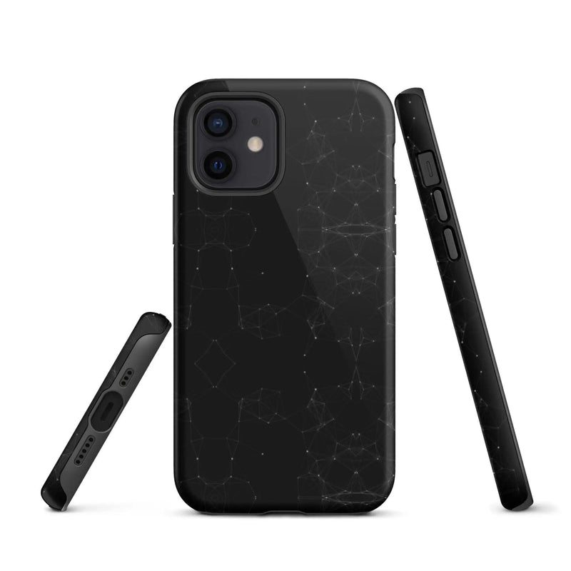 Load image into Gallery viewer, Black White Polygon Double Layered Impact Resistant Tough iPhone Case 3D Wrap Matte or Glossy Finish CREATIVETECH