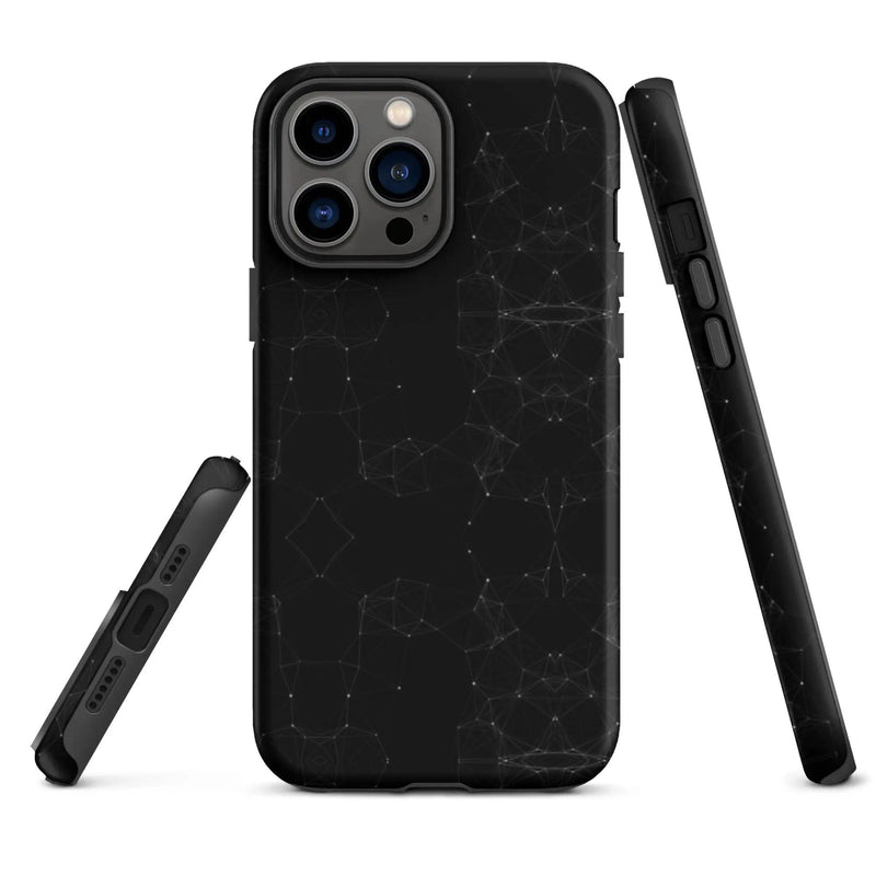 Load image into Gallery viewer, Black White Polygon Double Layered Impact Resistant Tough iPhone Case 3D Wrap Matte or Glossy Finish CREATIVETECH