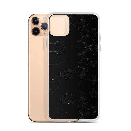 Black and White Cyber Polygon Flexible Clear iPhone Case Bump Resistant Corners CREATIVETECH