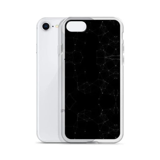 Black and White Cyber Polygon Flexible Clear iPhone Case Bump Resistant Corners CREATIVETECH