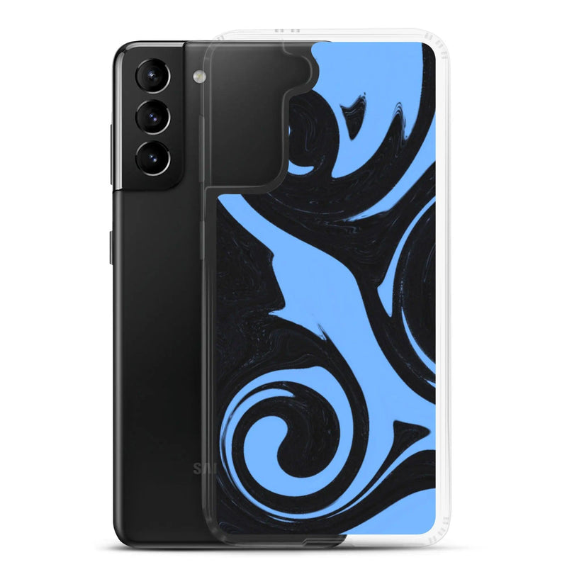 Load image into Gallery viewer, Blue Black Industrial Liquid Paint Style Flexible Clear Samsung Case Bump Resistant Corners CREATIVETECH