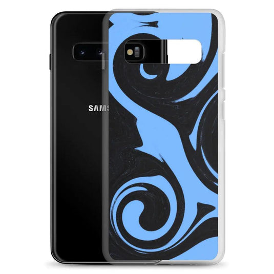 Blue Black Industrial Liquid Paint Style Flexible Clear Samsung Case Bump Resistant Corners CREATIVETECH