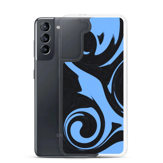 Blue Black Industrial Liquid Paint Style Flexible Clear Samsung Case Bump Resistant Corners CREATIVETECH