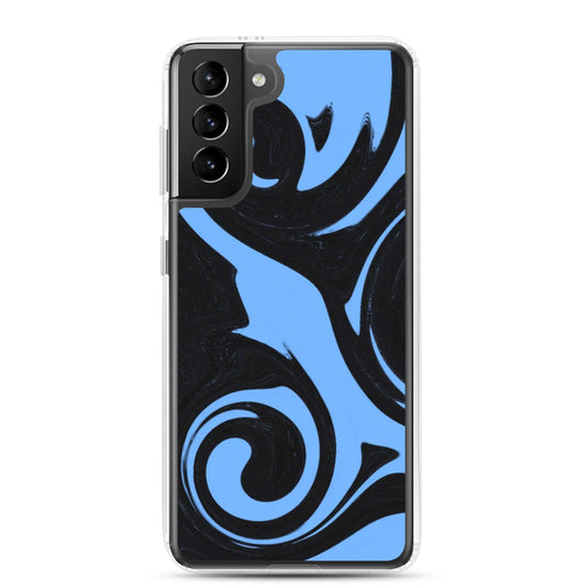 Blue Black Industrial Liquid Paint Style Flexible Clear Samsung Case Bump Resistant Corners CREATIVETECH
