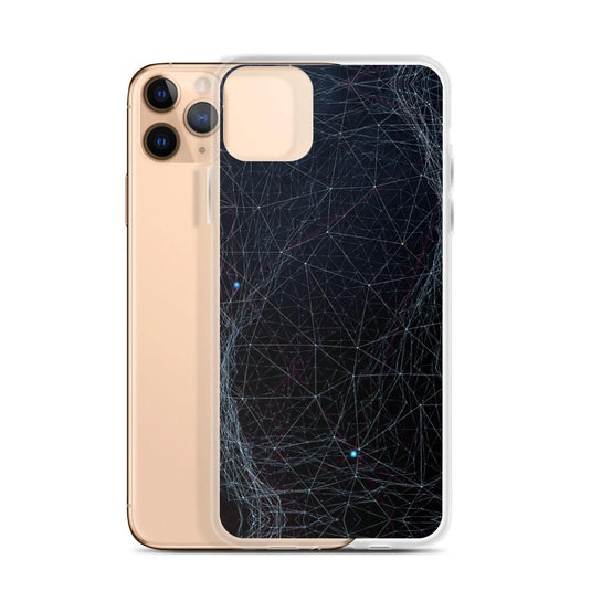 Blue Dark Cyber Polygon Flexible Clear iPhone Case Bump Resistant Corners CREATIVETECH