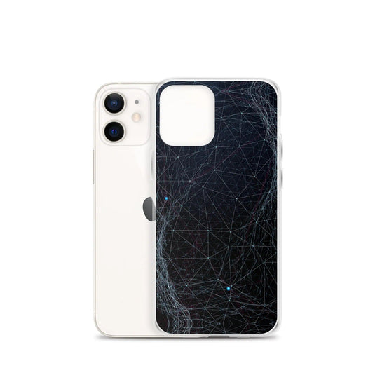 Blue Dark Cyber Polygon Flexible Clear iPhone Case Bump Resistant Corners CREATIVETECH