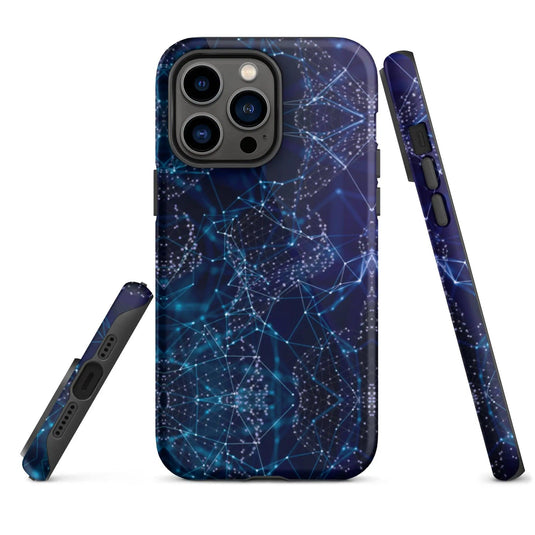 Blue Polygon Double Layered Impact Resistant Tough iPhone Case 3D Wrap Matte or Glossy Finish CREATIVETECH