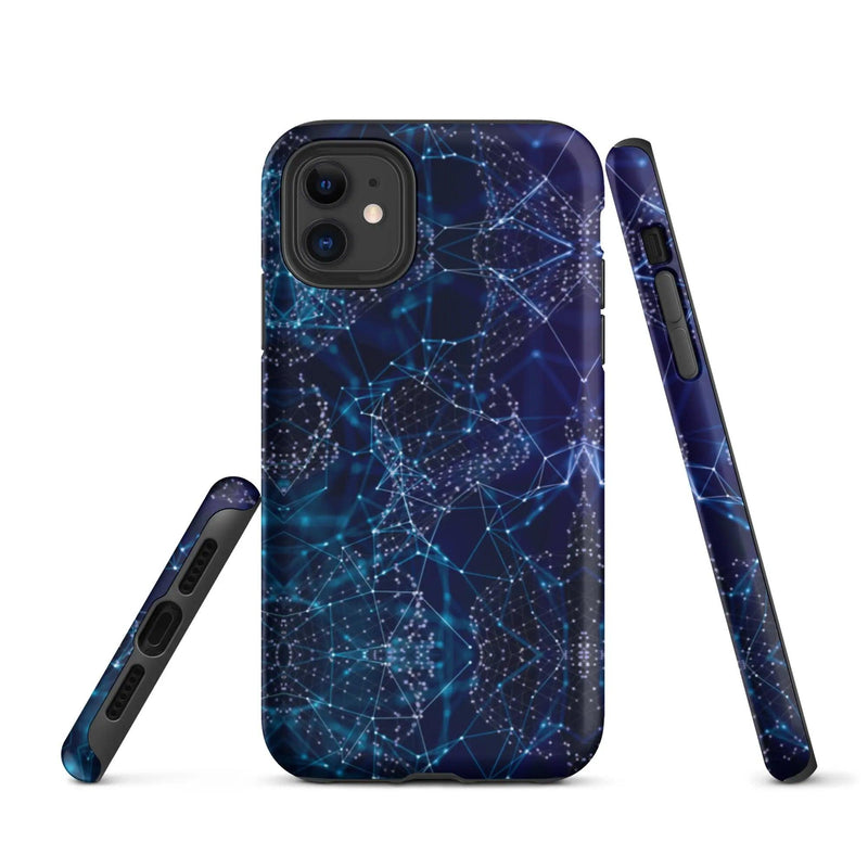 Load image into Gallery viewer, Blue Polygon Double Layered Impact Resistant Tough iPhone Case 3D Wrap Matte or Glossy Finish CREATIVETECH