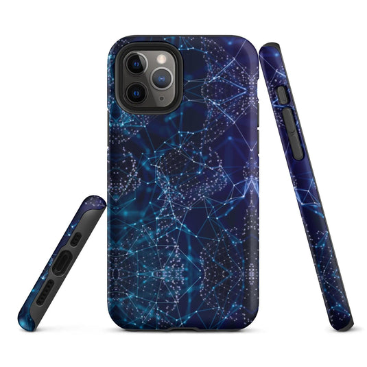 Blue Polygon Double Layered Impact Resistant Tough iPhone Case 3D Wrap Matte or Glossy Finish CREATIVETECH
