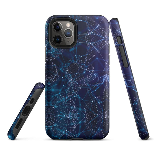 Blue Polygon Double Layered Impact Resistant Tough iPhone Case 3D Wrap Matte or Glossy Finish CREATIVETECH