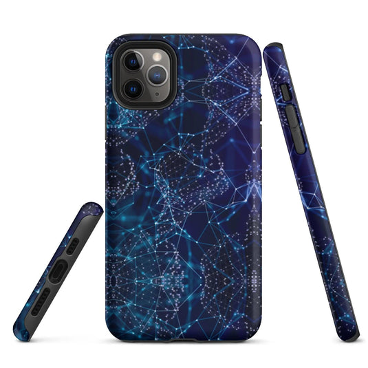 Blue Polygon Double Layered Impact Resistant Tough iPhone Case 3D Wrap Matte or Glossy Finish CREATIVETECH