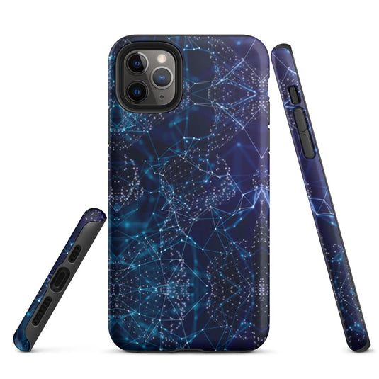 Blue Polygon Double Layered Impact Resistant Tough iPhone Case 3D Wrap Matte or Glossy Finish CREATIVETECH