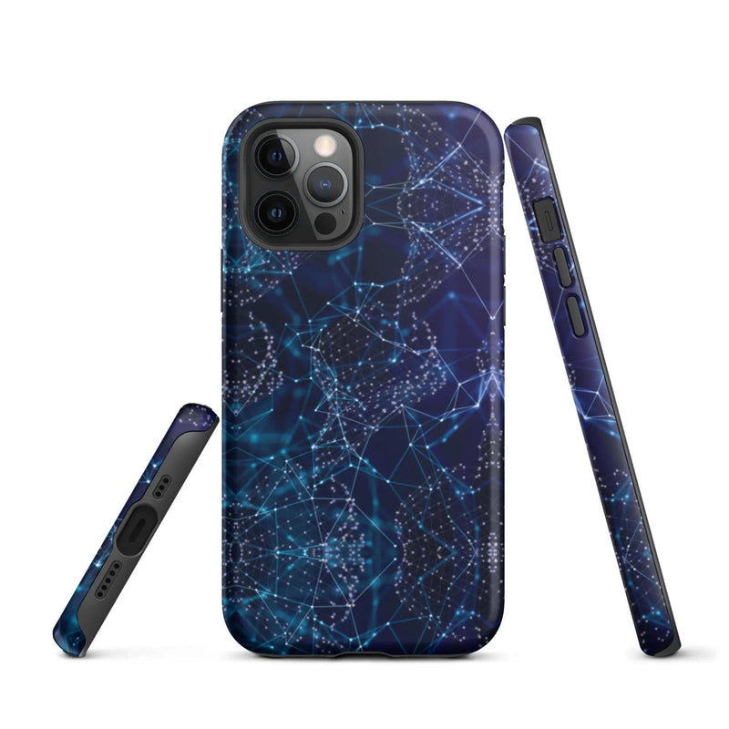 Load image into Gallery viewer, Blue Polygon Double Layered Impact Resistant Tough iPhone Case 3D Wrap Matte or Glossy Finish CREATIVETECH