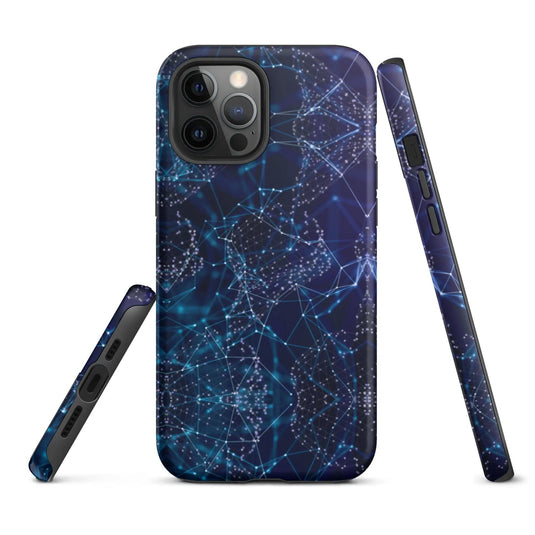 Blue Polygon Double Layered Impact Resistant Tough iPhone Case 3D Wrap Matte or Glossy Finish CREATIVETECH