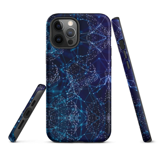 Blue Polygon Double Layered Impact Resistant Tough iPhone Case 3D Wrap Matte or Glossy Finish CREATIVETECH