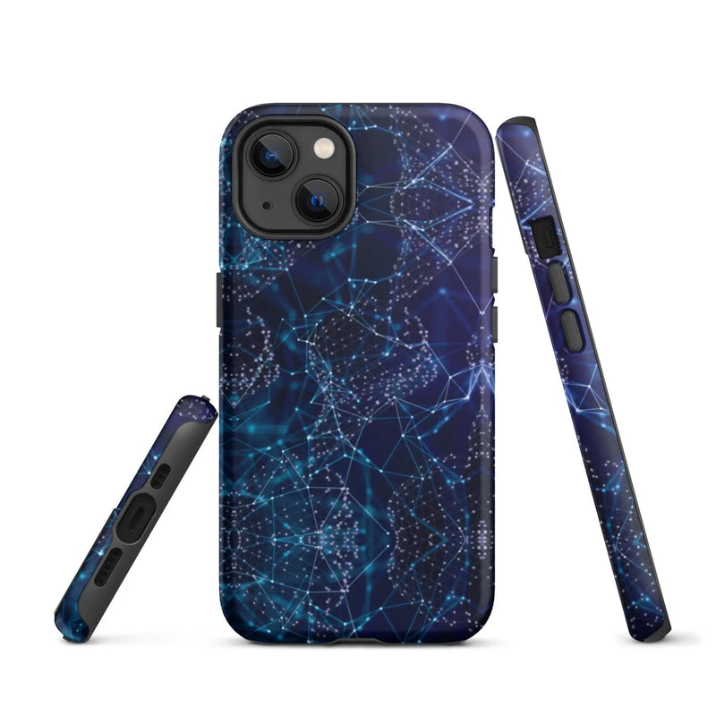 Load image into Gallery viewer, Blue Polygon Double Layered Impact Resistant Tough iPhone Case 3D Wrap Matte or Glossy Finish CREATIVETECH