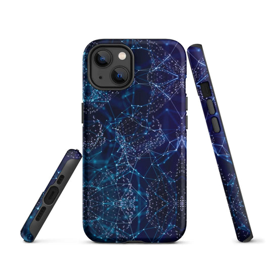 Blue Polygon Double Layered Impact Resistant Tough iPhone Case 3D Wrap Matte or Glossy Finish CREATIVETECH