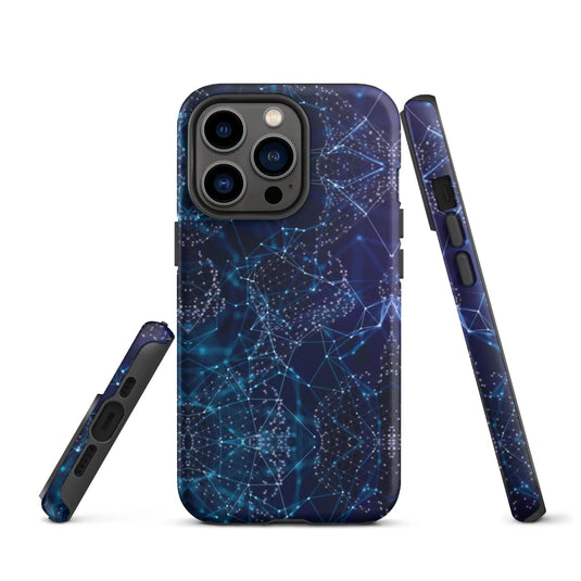 Blue Polygon Double Layered Impact Resistant Tough iPhone Case 3D Wrap Matte or Glossy Finish CREATIVETECH