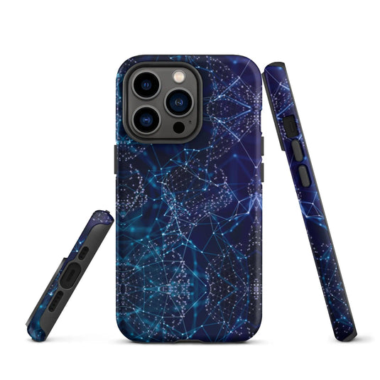 Blue Polygon Double Layered Impact Resistant Tough iPhone Case 3D Wrap Matte or Glossy Finish CREATIVETECH