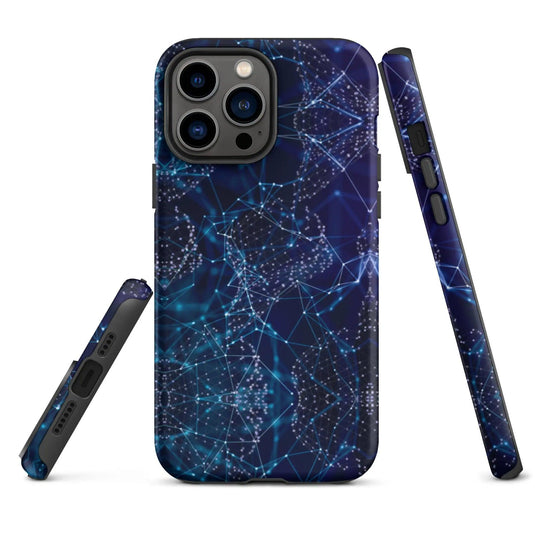 Blue Polygon Double Layered Impact Resistant Tough iPhone Case 3D Wrap Matte or Glossy Finish CREATIVETECH