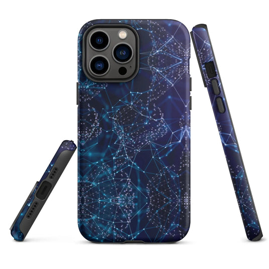 Blue Polygon Double Layered Impact Resistant Tough iPhone Case 3D Wrap Matte or Glossy Finish CREATIVETECH
