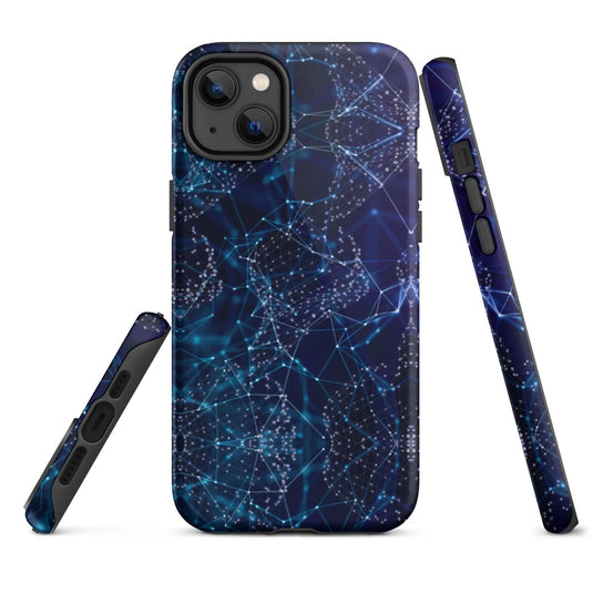 Blue Polygon Double Layered Impact Resistant Tough iPhone Case 3D Wrap Matte or Glossy Finish CREATIVETECH