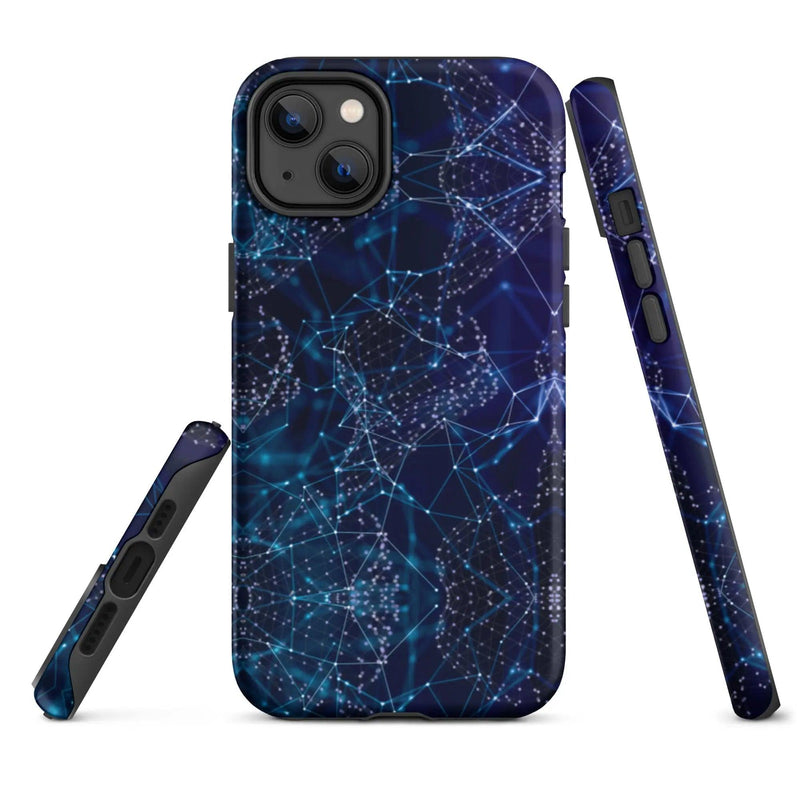 Load image into Gallery viewer, Blue Polygon Double Layered Impact Resistant Tough iPhone Case 3D Wrap Matte or Glossy Finish CREATIVETECH