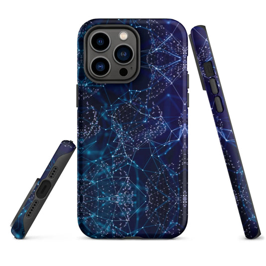 Blue Polygon Double Layered Impact Resistant Tough iPhone Case 3D Wrap Matte or Glossy Finish CREATIVETECH