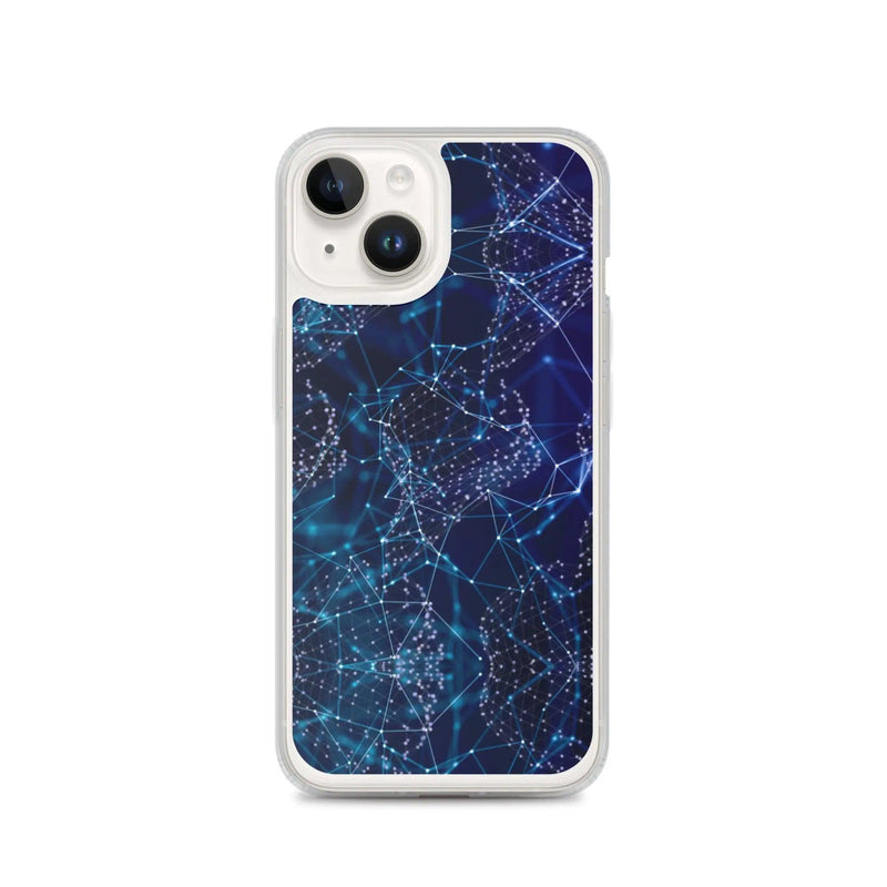 Load image into Gallery viewer, Blue Polygon Flexible Clear iPhone Case Bump Resistant Corners CREATIVETECH