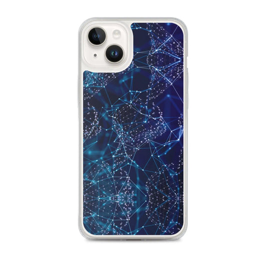 Blue Polygon Flexible Clear iPhone Case Bump Resistant Corners CREATIVETECH