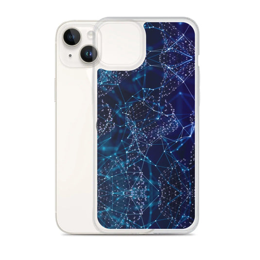 Blue Polygon Flexible Clear iPhone Case Bump Resistant Corners CREATIVETECH