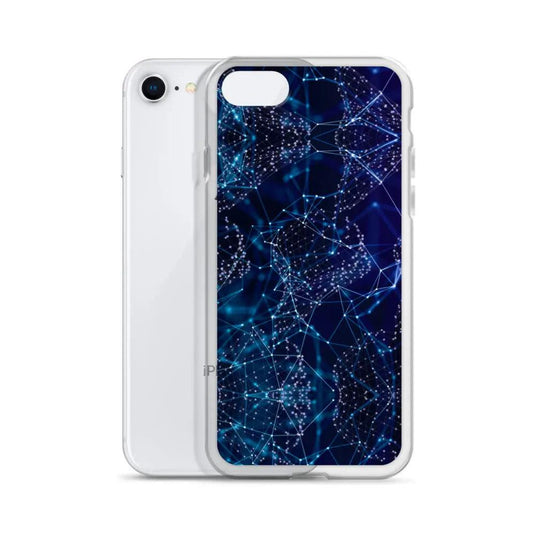 Blue Polygon Flexible Clear iPhone Case Bump Resistant Corners CREATIVETECH