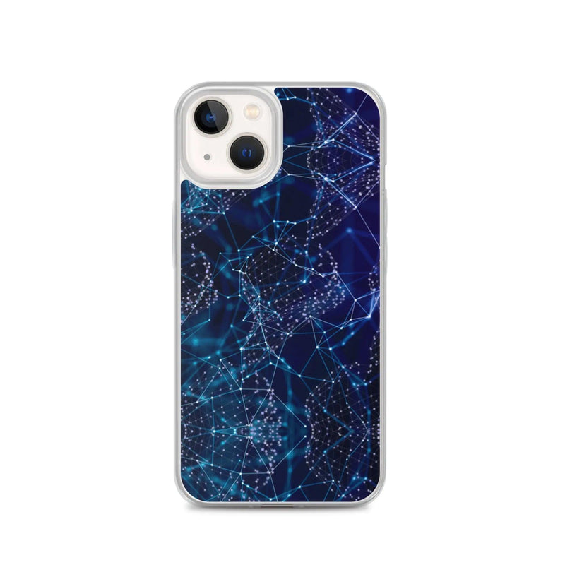 Load image into Gallery viewer, Blue Polygon Flexible Clear iPhone Case Bump Resistant Corners CREATIVETECH