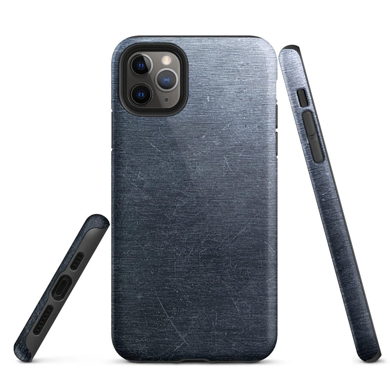 Load image into Gallery viewer, Brushed Dark Silver Industrial Metal Double Layered Impact Resistant Tough iPhone Case 3D Wrap Matte or Glossy Finish CREATIVETECH