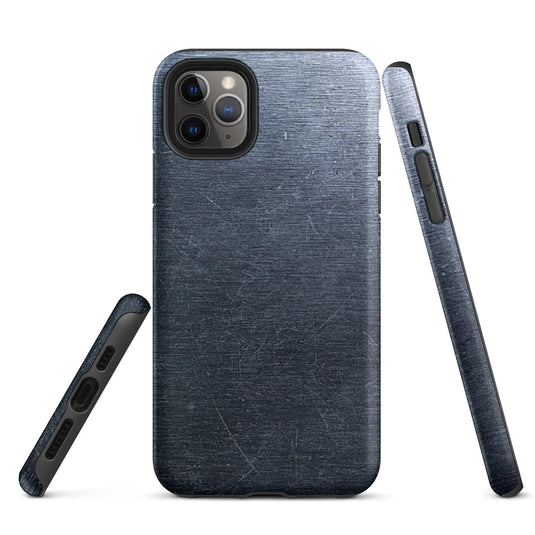 Brushed Dark Silver Industrial Metal Double Layered Impact Resistant Tough iPhone Case 3D Wrap Matte or Glossy Finish CREATIVETECH
