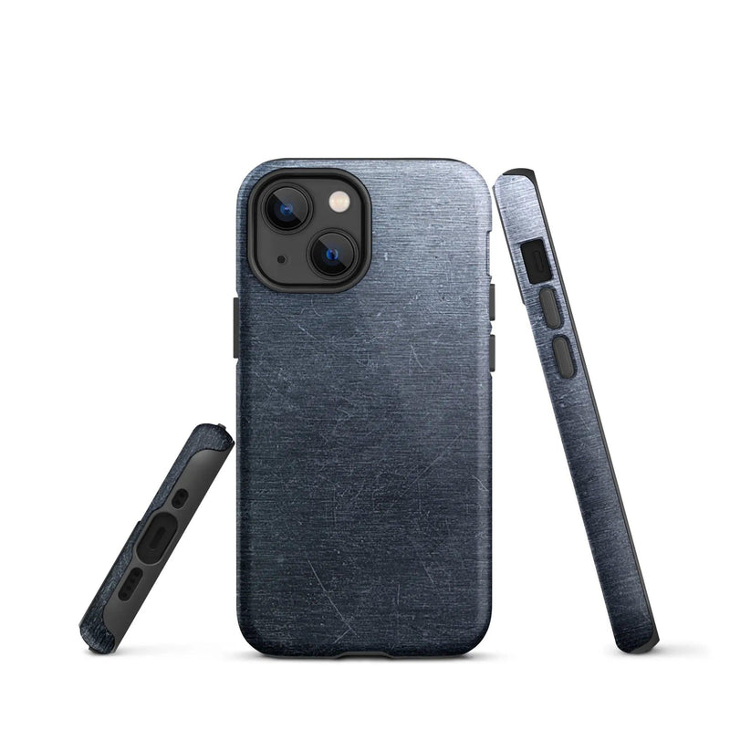 Load image into Gallery viewer, Brushed Dark Silver Industrial Metal Double Layered Impact Resistant Tough iPhone Case 3D Wrap Matte or Glossy Finish CREATIVETECH
