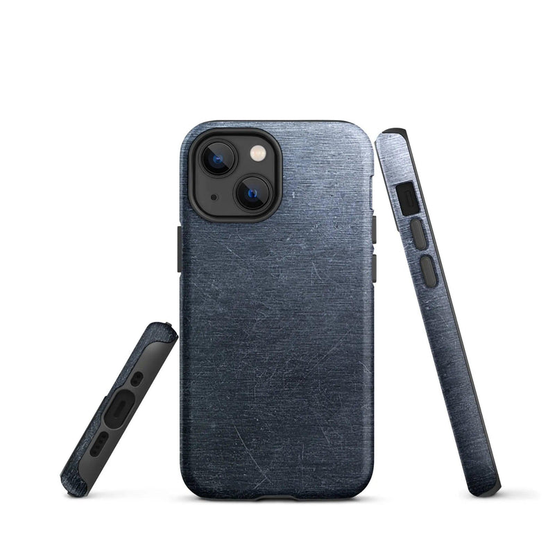 Load image into Gallery viewer, Brushed Dark Silver Industrial Metal Double Layered Impact Resistant Tough iPhone Case 3D Wrap Matte or Glossy Finish CREATIVETECH