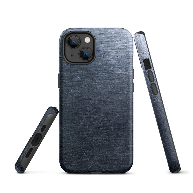 Load image into Gallery viewer, Brushed Dark Silver Industrial Metal Double Layered Impact Resistant Tough iPhone Case 3D Wrap Matte or Glossy Finish CREATIVETECH