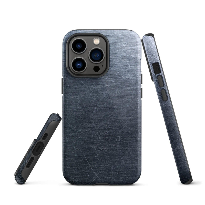 Load image into Gallery viewer, Brushed Dark Silver Industrial Metal Double Layered Impact Resistant Tough iPhone Case 3D Wrap Matte or Glossy Finish CREATIVETECH