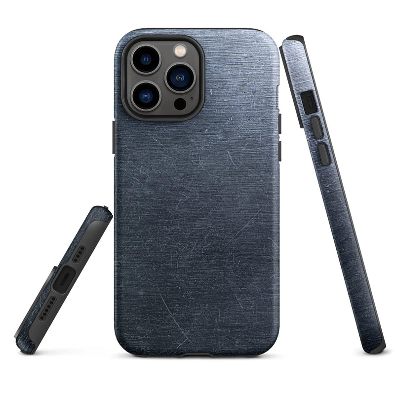 Load image into Gallery viewer, Brushed Dark Silver Industrial Metal Double Layered Impact Resistant Tough iPhone Case 3D Wrap Matte or Glossy Finish CREATIVETECH
