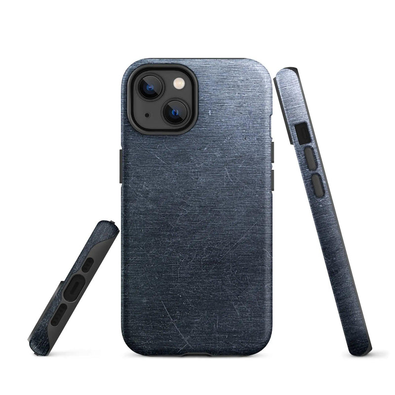Load image into Gallery viewer, Brushed Dark Silver Industrial Metal Double Layered Impact Resistant Tough iPhone Case 3D Wrap Matte or Glossy Finish CREATIVETECH