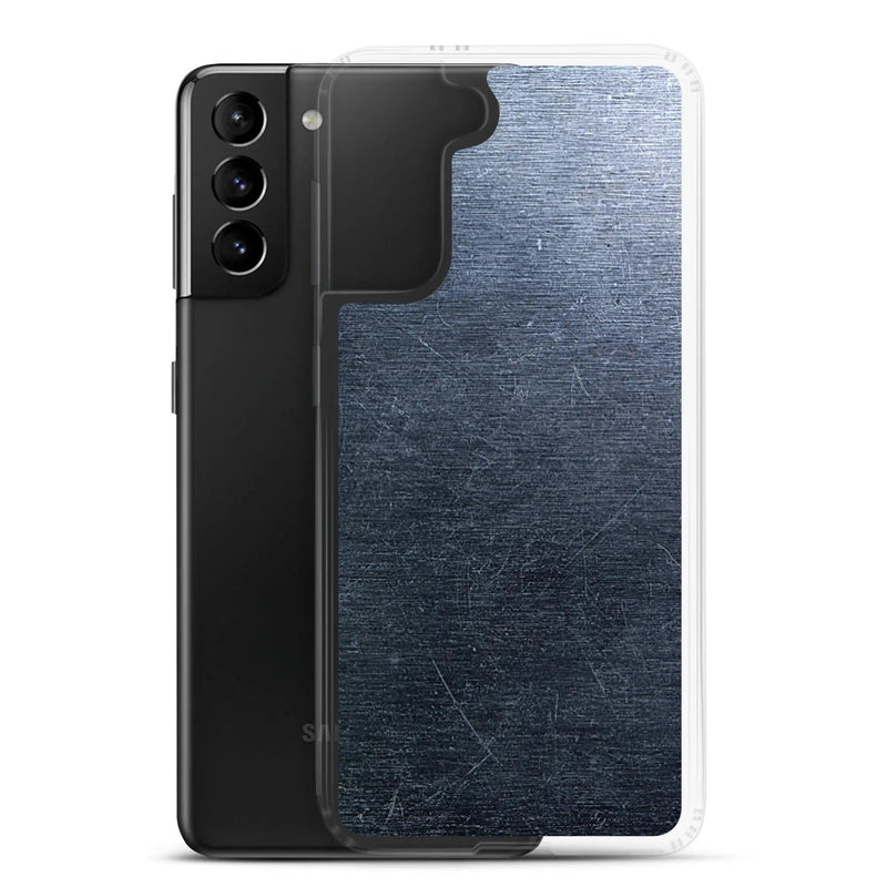 Load image into Gallery viewer, Brushed Industrial Metal Dark Flexible Clear Samsung Case Bump Resistant Corners CREATIVETECH
