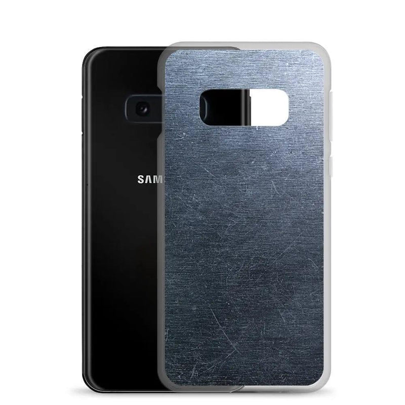 Load image into Gallery viewer, Brushed Industrial Metal Dark Flexible Clear Samsung Case Bump Resistant Corners CREATIVETECH
