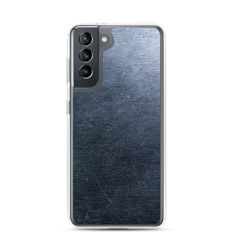 Load image into Gallery viewer, Brushed Industrial Metal Dark Flexible Clear Samsung Case Bump Resistant Corners CREATIVETECH