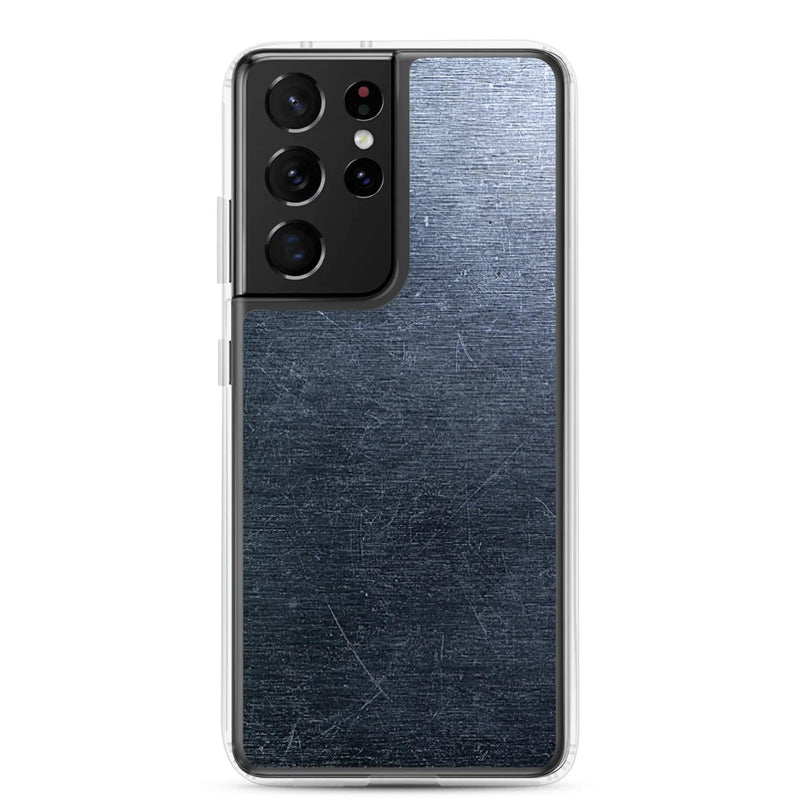 Load image into Gallery viewer, Brushed Industrial Metal Dark Flexible Clear Samsung Case Bump Resistant Corners CREATIVETECH