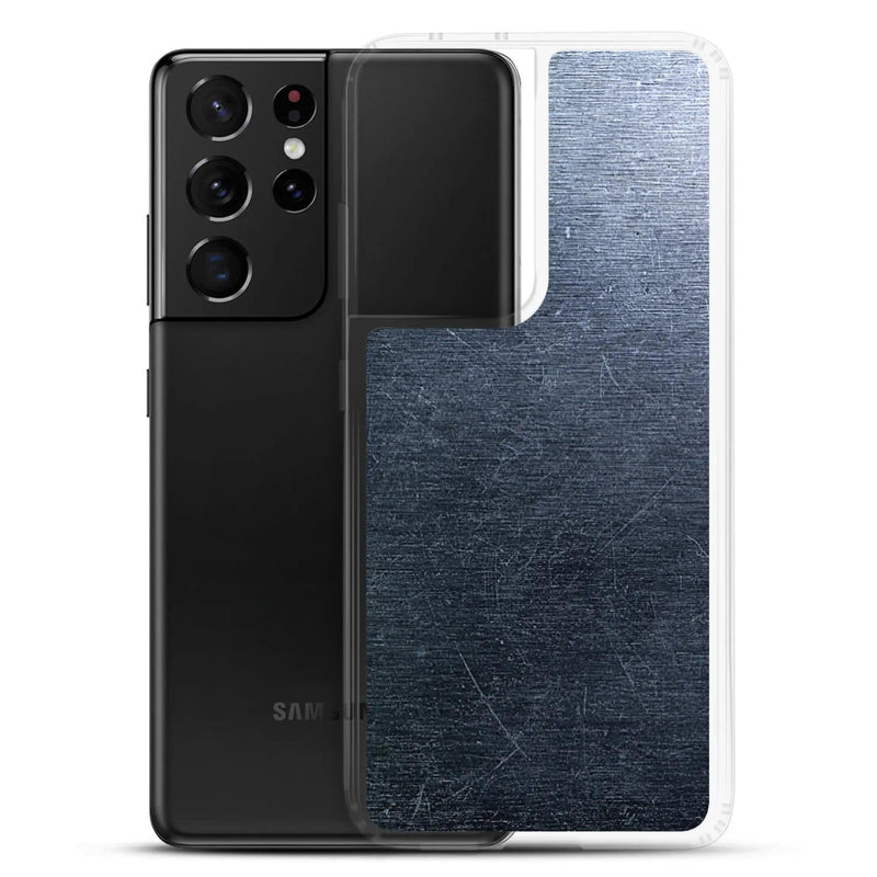 Load image into Gallery viewer, Brushed Industrial Metal Dark Flexible Clear Samsung Case Bump Resistant Corners CREATIVETECH