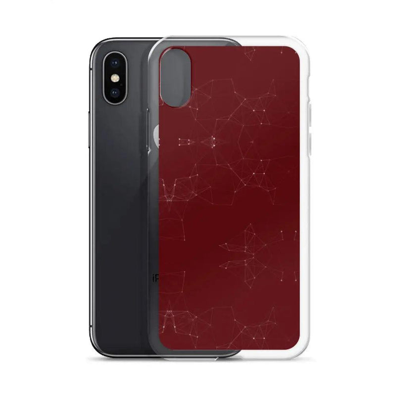 Load image into Gallery viewer, Burgundi Dark Red Elegant Cyber Polygon Flexible Clear iPhone Case Bump Resistant Corners CREATIVETECH